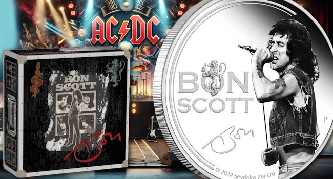 AC/DC Gedenkmünze: Bon Scott in Silber